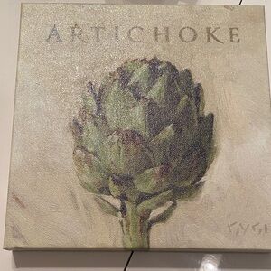Darren Gygi signed  Canvas Wall Art Artichoke 9”x 9” canvas